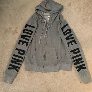 PINK hoodie. Grey.